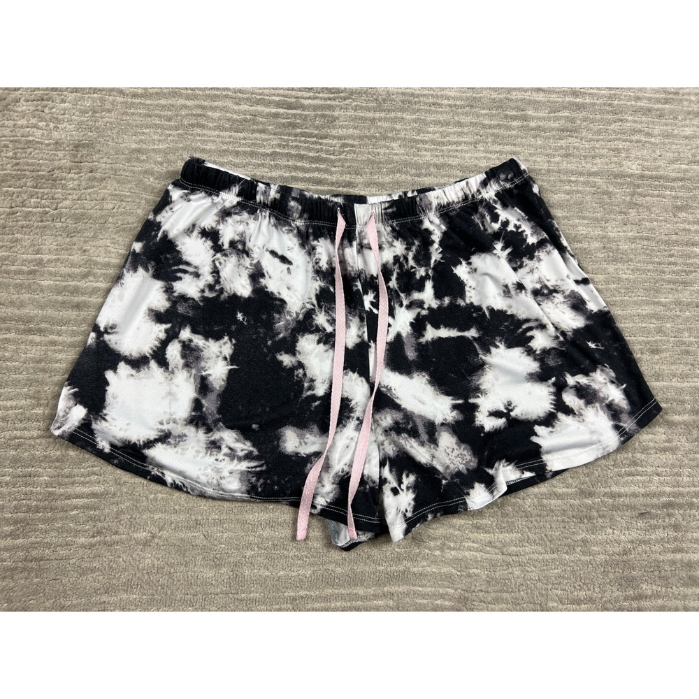 Kensie Pajama Shorts Womens Medium Black White Tie Dye R22352915 Lounge Comfy